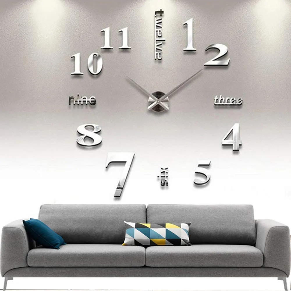 Shisedeco large 3D mirror clock image 3