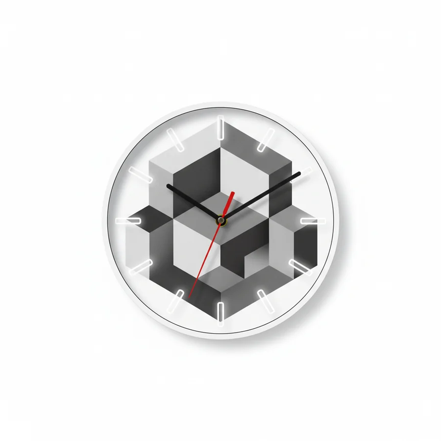 Trompe L'oeil geometric wall clock