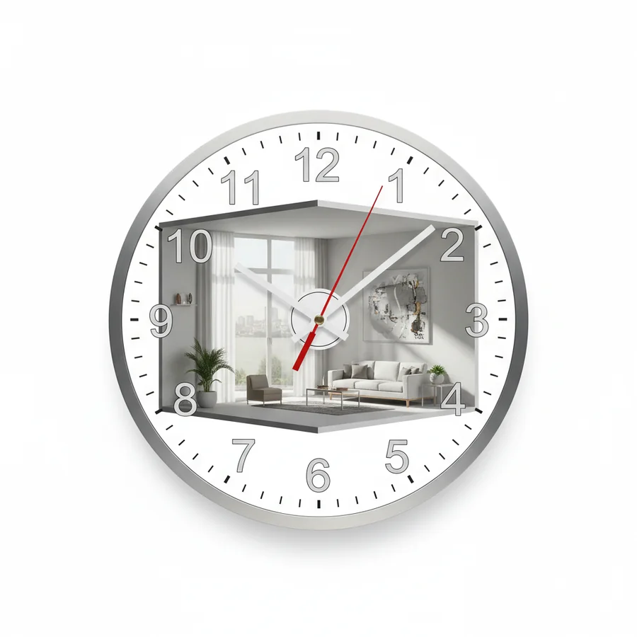 Trompe L'oeil modern living room clock