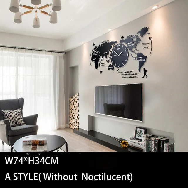 WANGXING creative map wall clock image 3